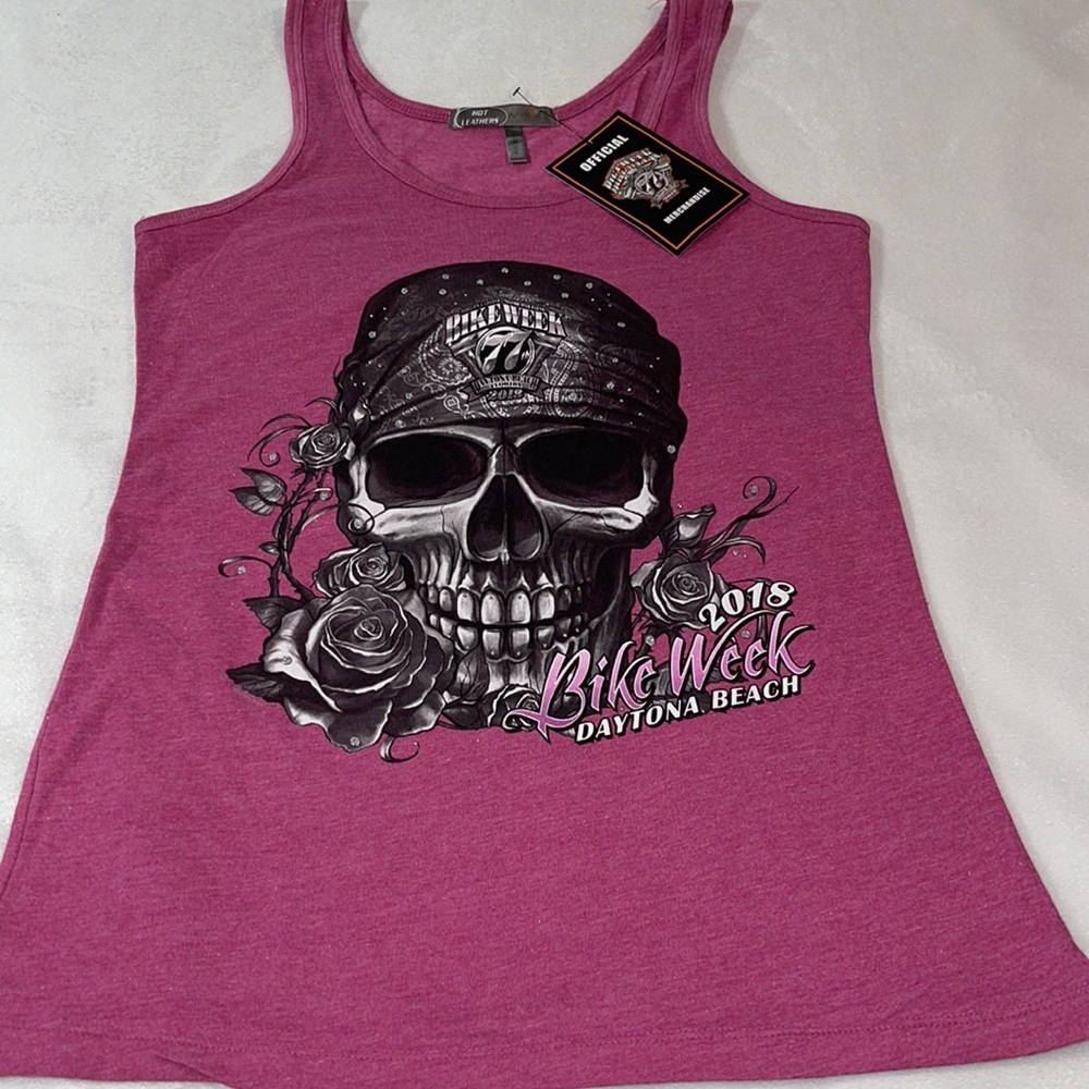 NWT Daytona Beach Florida 77th Motorcycle Bike Week (2018) Stretchy Tank Large - Picture 2 of 8